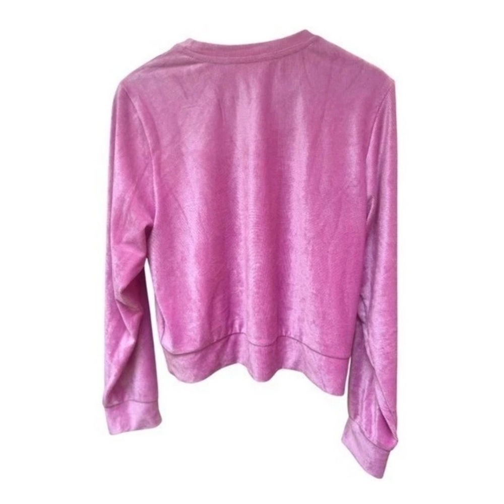 Juicy Couture Pink Velour Tracksuit Set Rhinestone‎ Logo Sweatshirt Pants Women - Picture 6 of 7